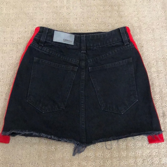 NWOT Carmar LF Black Red Side Stripe Denim Skirt - Picture 2 of 4